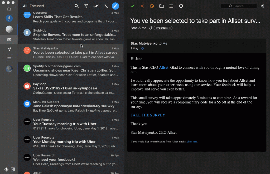 Canary Mail interface